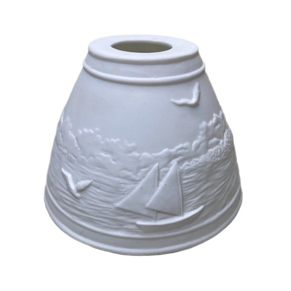 Meico Retro Art Embossed Bisque Porcelain Electric Lamp/Night Light Seashore - Picture 6 of 12